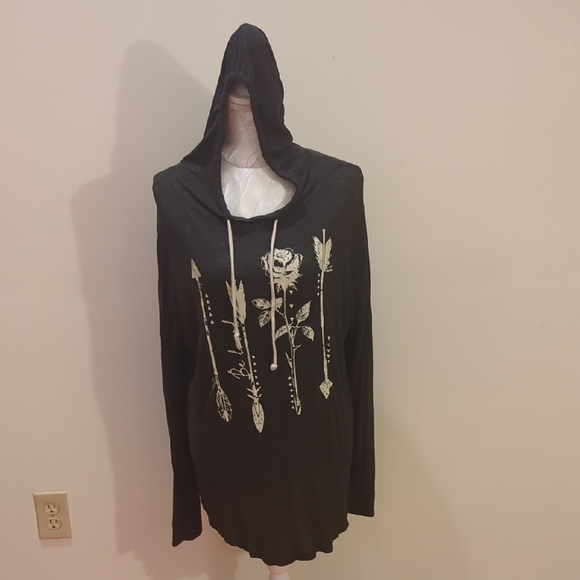 French Pastry Black Oversized Graphic Hoodie - Picture 1 of 7